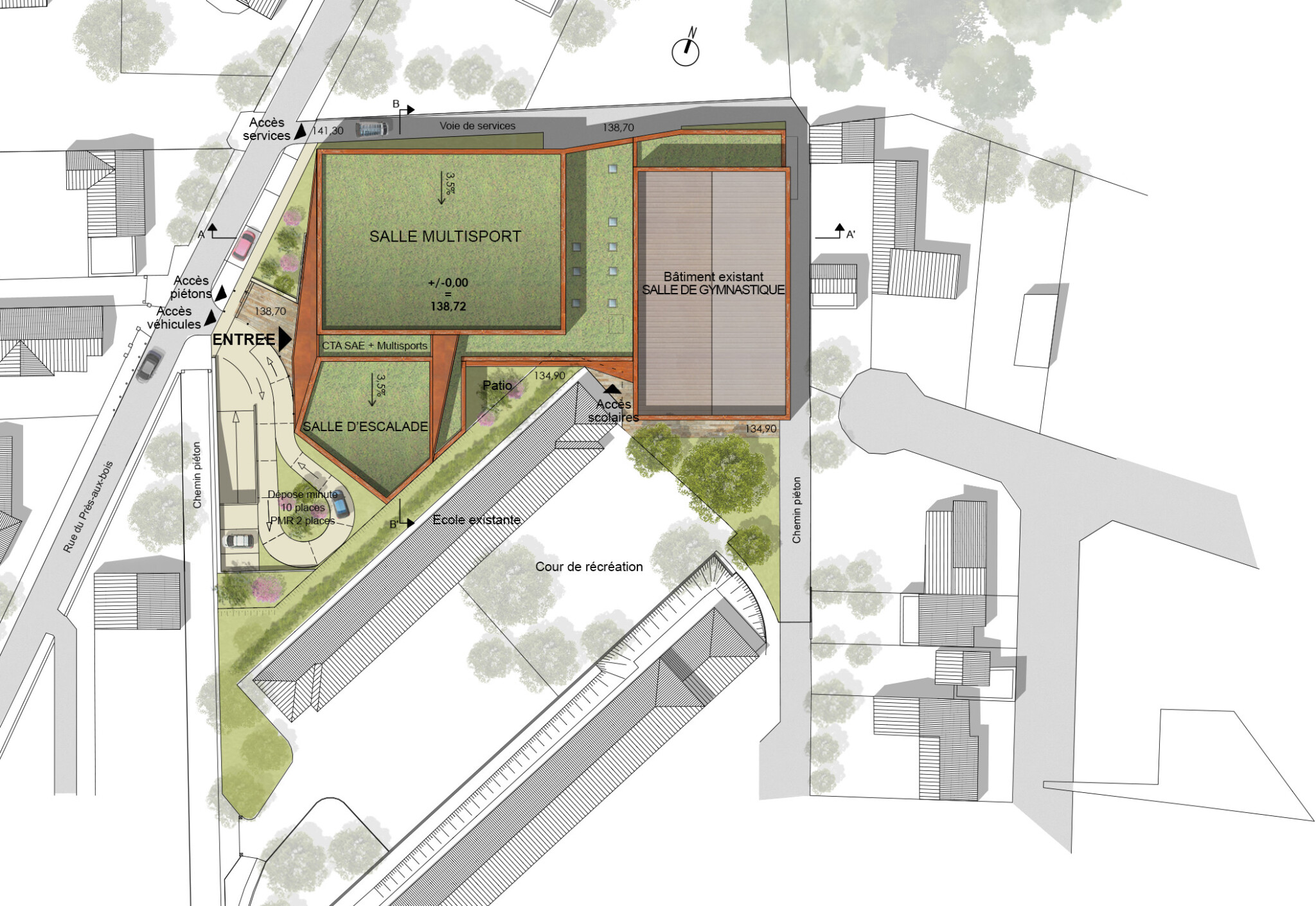 Restructuration et extension du gymnase des Prés-aux-BoisViroflay (78) -  TERRE ECO - BET HQE, Aménagement et Bâtiment Durables